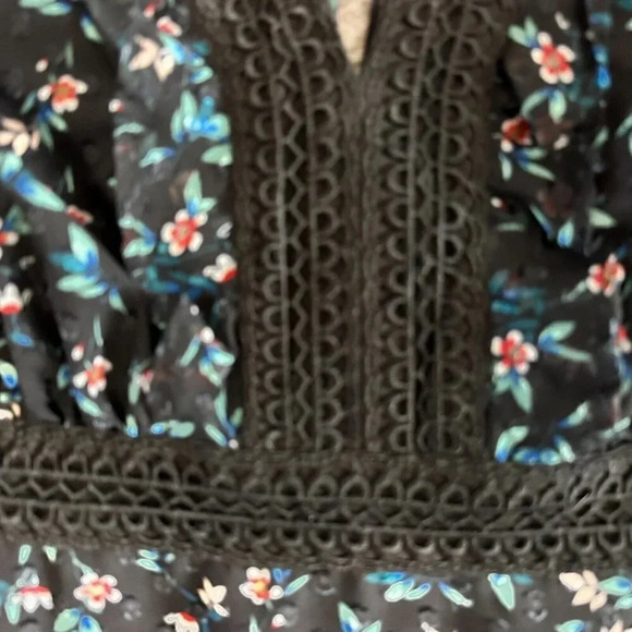 La Maison Talulah Dress Womens Medium Tiered Swiss Dot Ruffle Sheer Lace Aplique - Picture 9 of 16